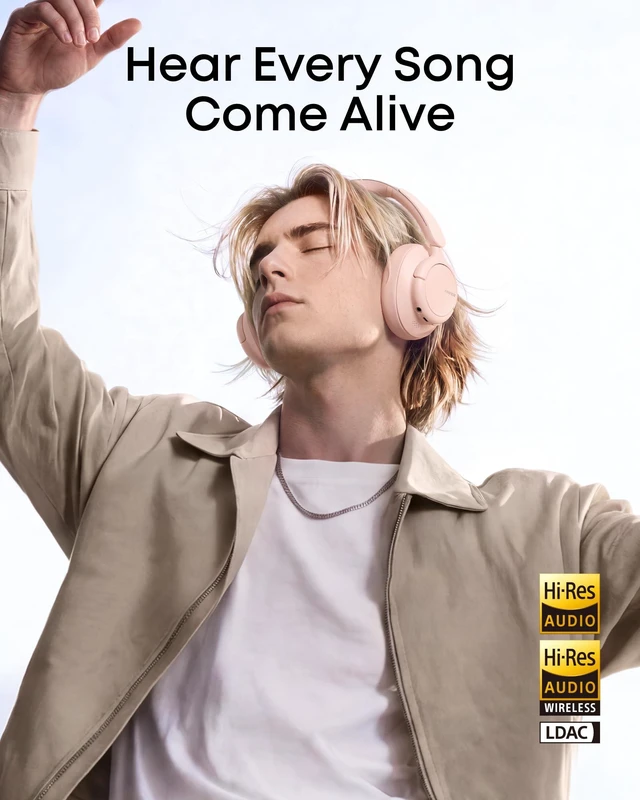 Alt view image 2 of 7 - by Anker Q31i, Adaptive Noise Cancelling Over-Ear Headphones LDAC Hi-Res Wireless Audio, 50H ANC Playtime, Comfortable Fit, Clear Calls, Dual Connection, Bluetooth 6.0, Custom EQ via App