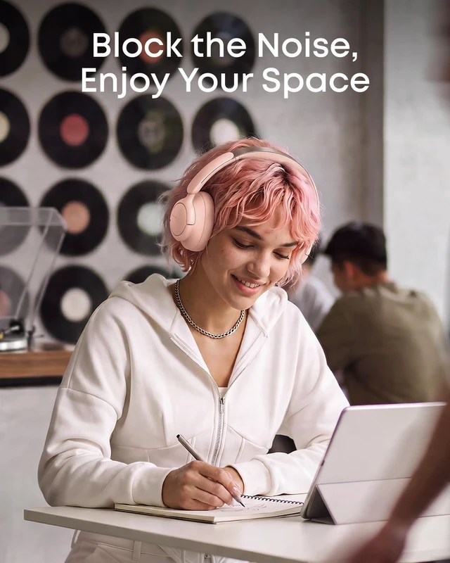 Alt view image 3 of 7 - by Anker Q31i, Adaptive Noise Cancelling Over-Ear Headphones LDAC Hi-Res Wireless Audio, 50H ANC Playtime, Comfortable Fit, Clear Calls, Dual Connection, Bluetooth 6.0, Custom EQ via App