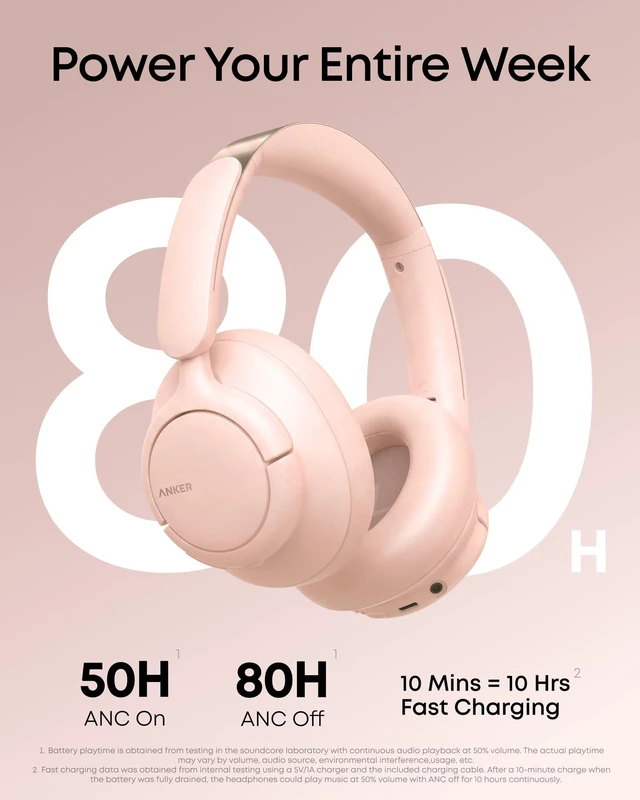 Alt view image 5 of 7 - by Anker Q31i, Adaptive Noise Cancelling Over-Ear Headphones LDAC Hi-Res Wireless Audio, 50H ANC Playtime, Comfortable Fit, Clear Calls, Dual Connection, Bluetooth 6.0, Custom EQ via App