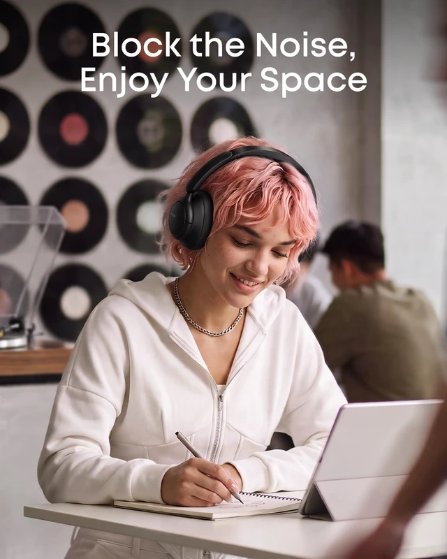 Alt view image 3 of 7 - by Anker Q31i, Adaptive Noise Cancelling Over-Ear Headphones LDAC Hi-Res Wireless Audio, 50H ANC Playtime, Comfortable Fit, Clear Calls, Dual Connection, Bluetooth 6.0, Custom EQ via App