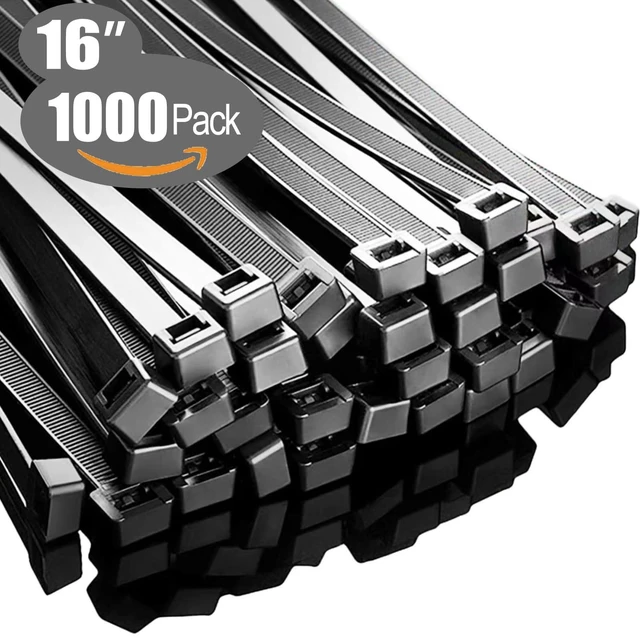 Main image of Zip Ties 16 inch(1000 Pack), 60 lb, Black Cable Ties, UV Resistant Wire Ties for Indoor and Outdoor Use
