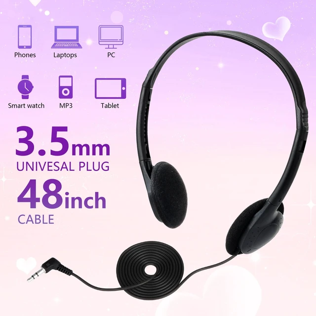 Alt view image 4 of 6 - 100 Pack Kids Headphones Bulk for Classroom School Students Wired Wholesale On Ear Headphones for Children Teens Adults Library Chromebook Laptop Phone PC Tablet 3.5mm Jack Black