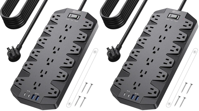 Main image of Power Strip Surge Protector,18 Outlets 15FT Flat Plug 1875W/15A (Pack of 2)
