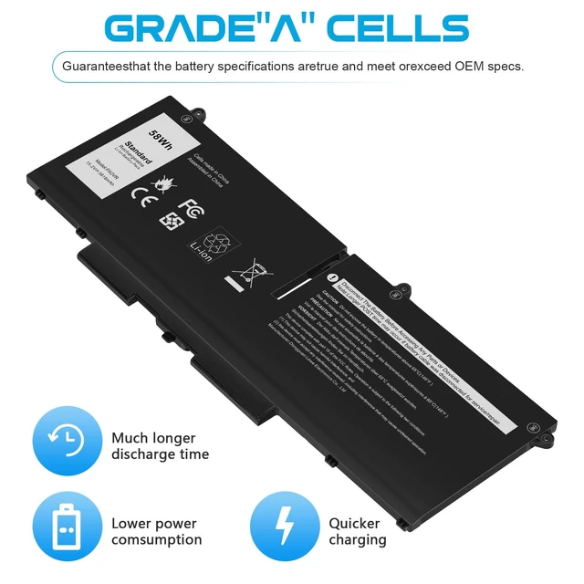 Alt view image 7 of 7 - FK0VR 07KRV Laptop Battery for Dell Latitude 5330 5430 5530 7330 7430 7530 2-in-1 Precision 3570 P133G P134G P135G P136G P138G P139G FKOVR 8H6WD 01VX5 404T8 51R71 8P81K HFN8K 08P81K P104F P110F PX0GF