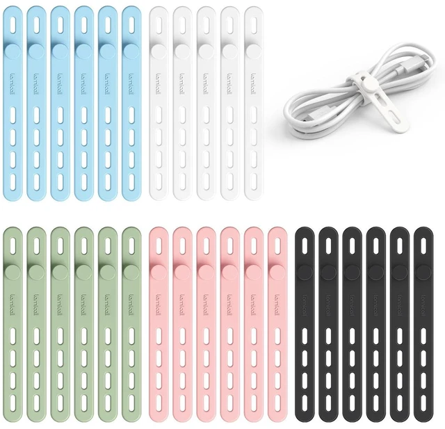 Main image of 30 Pack Silicone Cable Ties, Multi Color Cord Organizer Elastic Cable Management Wraps, Home Decor Organizer Ties for Phone Charger, Christmas Travel Accessories Essentials