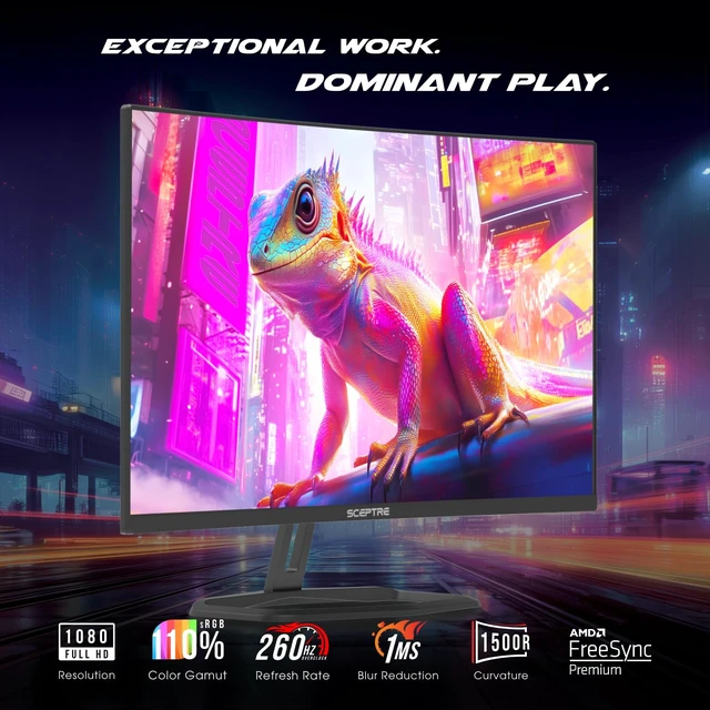 Alt view image 3 of 7 - Prime Curved 32 inch Gaming Monitor 1080p DisplayPort up to 260Hz 1500R FreeSync Premium 1ms Build-in Speakers, Machine Black 2026 (C325B-FW260D Series)