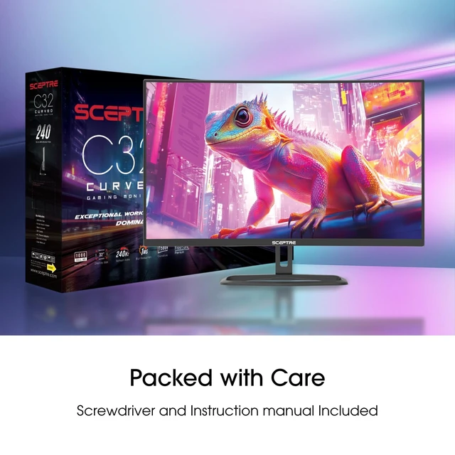 Alt view image 4 of 7 - Prime Curved 32 inch Gaming Monitor 1080p DisplayPort up to 260Hz 1500R FreeSync Premium 1ms Build-in Speakers, Machine Black 2026 (C325B-FW260D Series)
