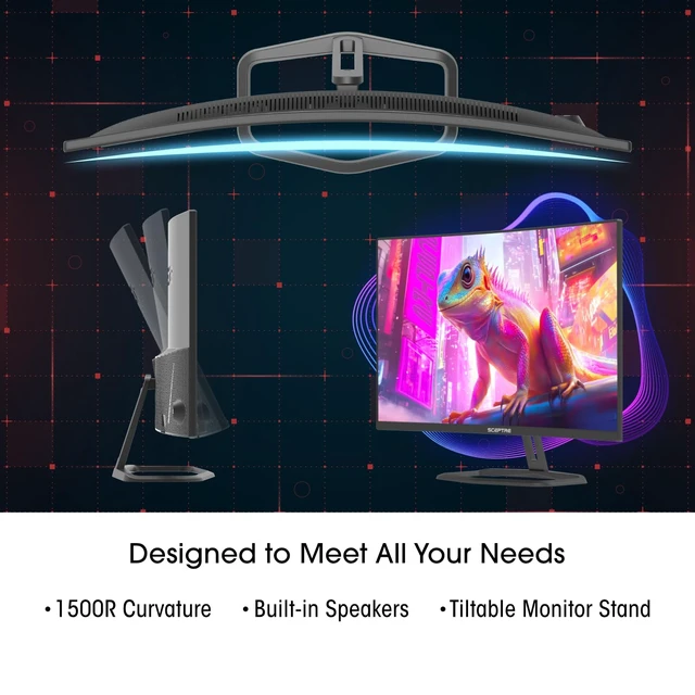 Alt view image 5 of 7 - Prime Curved 32 inch Gaming Monitor 1080p DisplayPort up to 260Hz 1500R FreeSync Premium 1ms Build-in Speakers, Machine Black 2026 (C325B-FW260D Series)