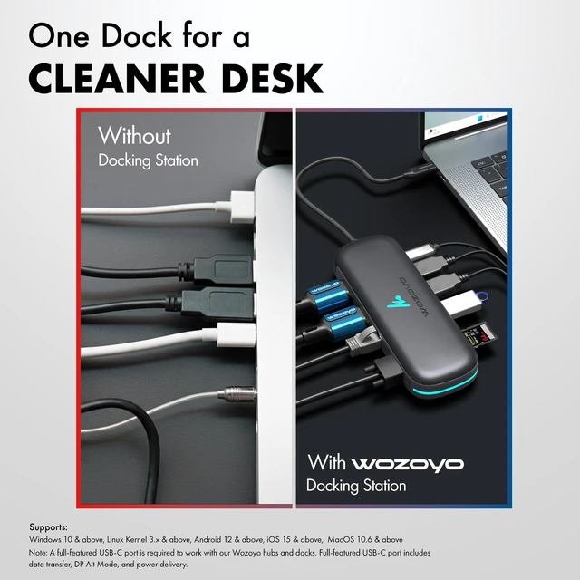 Alt view image 7 of 7 - Type C 10 in 1 Docking Station with 2XUSB 5Gbps, Dual 4K HDMI, VGA, Gigabit Ethernet, USB 2.0, SD & TF, PD 100W, Compatible with Thunderbolt 4, macOS, Windows, Android & iOS