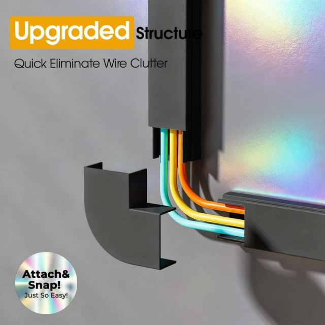 Alt view image 4 of 7 - 212.6in Cord Covers for 2-3 Wires on Wall, TV Cord Hider Wall, Easier Set-up Wire Hider Wire Covers for Cords on Wall, Paintable Cable Hider Raceway,Self-Adhesive Cable Cover, W0.95 H0.55in, Black