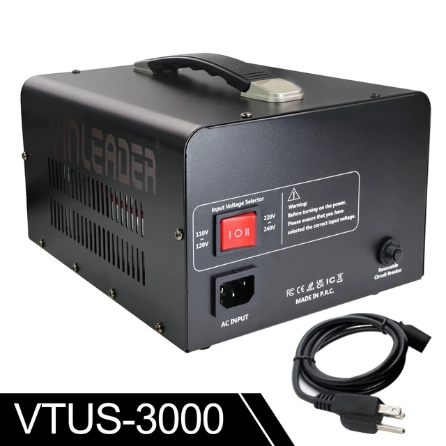 Alt view image 2 of 7 - 3000W Step Up/Down 110V220V Voltage Converter Transformer Equipped with Standard US Power Cord for Cross-Country Appliance Use,Built-in Resettable Circuit Breaker Overload Protection