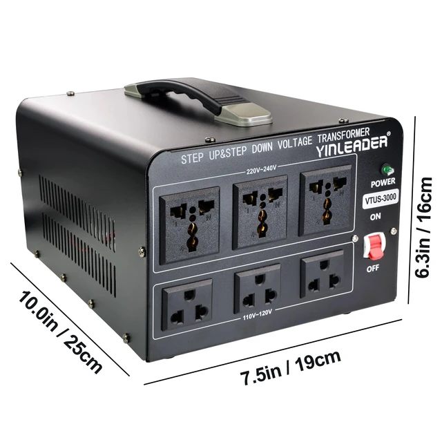 Alt view image 5 of 7 - 3000W Step Up/Down 110V220V Voltage Converter Transformer Equipped with Standard US Power Cord for Cross-Country Appliance Use,Built-in Resettable Circuit Breaker Overload Protection