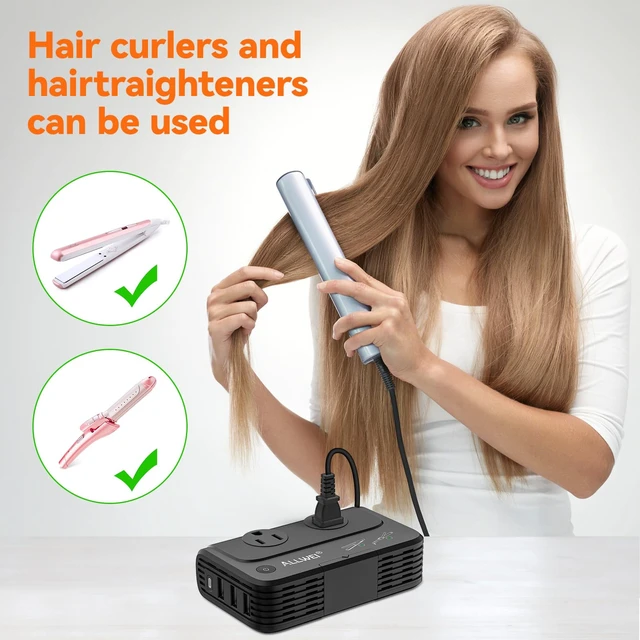 Alt view image 2 of 7 - Travel Voltage Converter 220V to 110V Outlet Converter us to Europe for Hair Straightener/Curling Iron, Universal Power Plug Adapter UK, US, AU, EU, IT, India (Black)