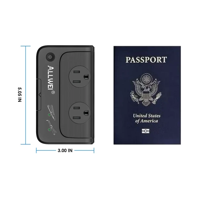 Alt view image 7 of 7 - Travel Voltage Converter 220V to 110V Outlet Converter us to Europe for Hair Straightener/Curling Iron, Universal Power Plug Adapter UK, US, AU, EU, IT, India (Black)