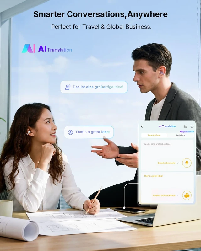 Alt view image 5 of 7 - Clip 2 Open Ear Earbuds, Clip On Headphones, AI Translation Earbuds LDAC, Hi-Res Audio, Bluetooth 6.0 for Running, Workout, 12mm Titanium Driver, 4 Mics AI Clear Call, Secure Fit, 40H, Violet