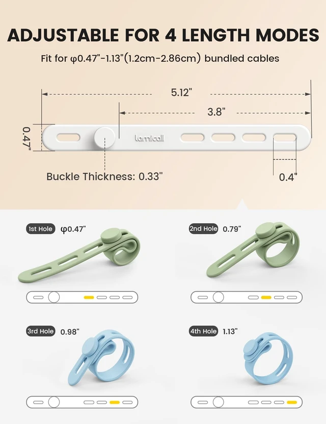 Alt view image 5 of 7 - 30 Pack Silicone Cable Ties, Multi Color Cord Organizer Elastic Cable Management Wraps, Home Decor Organizer Ties for Phone Charger, Christmas Travel Accessories Essentials