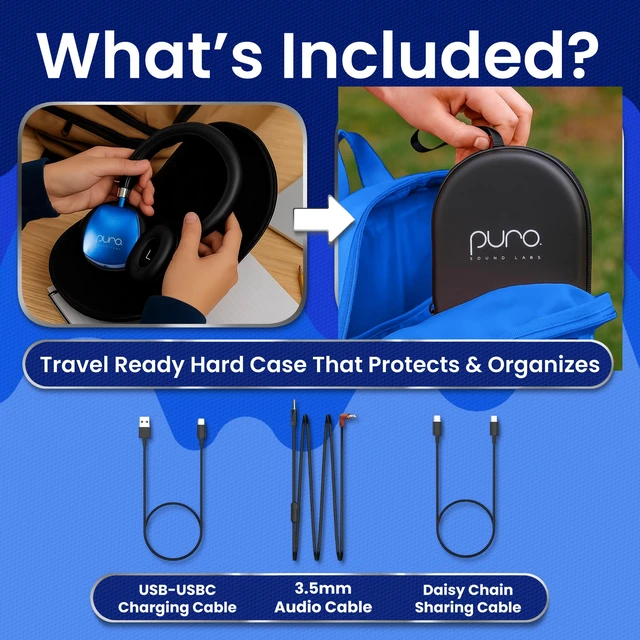 Alt view image 7 of 7 - Kids Headphones, Volume-Limiting 85dB, PuroQuiet Plus, Blue 85 dB Volume Limit, Built in Mic, 35-Hour Battery, Lightweight On Ear Design & Comfy Fit, Bluetooth Headphones for Kids