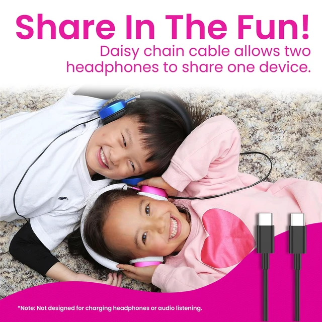 Alt view image 5 of 7 - Kids Headphones, Volume-Limiting 85dB, PuroQuiet Plus, Pink 85 dB Volume Limit, Built in Mic, 35-Hour Battery, Lightweight On Ear Design & Comfy Fit, Bluetooth Headphones for Kids