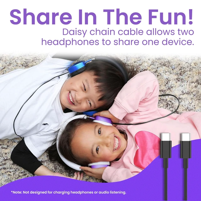 Alt view image 5 of 7 - Kids Headphones, Volume-Limiting, PuroQuiet Plus, Purple 85 dB Volume Limit, Built in Mic, 35-Hour Battery, Lightweight On Ear Design & Comfy Fit, Bluetooth Headphones for Kids