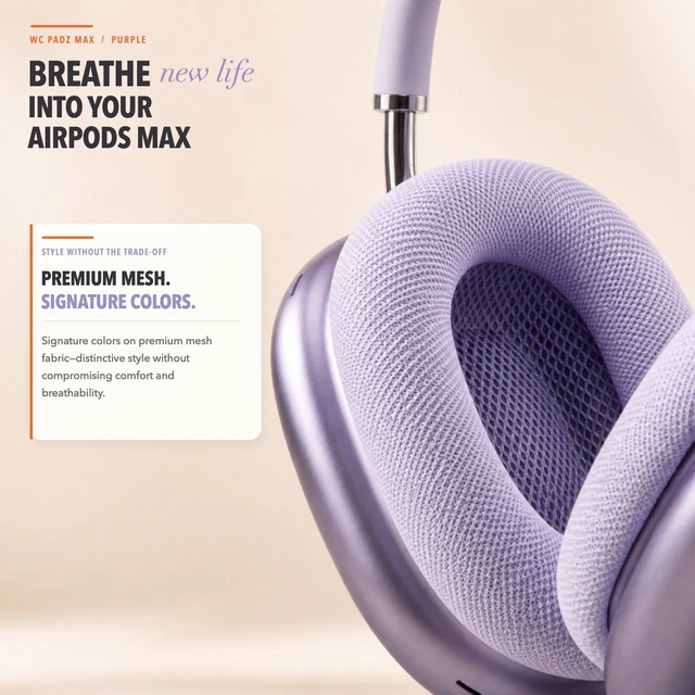Alt view image 4 of 7 - PadZ Max - Ear Cushions for AirPods Max 1 & 2 Made by Wicked Cushions Soft Fabric, Enhanced Comfort & Unique Style Purple
