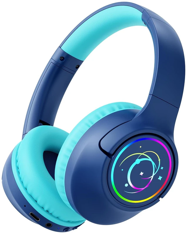 Main image of Kids Bluetooth Headphones with 85H Playtime for Toddler Boy, Navy with LED Over Ear Wireless Headphones for Kids, 85/94dB Safe Volume Limit, Bluetooth 5.4 Built-in Mic for iPad Tablet Airplane Travel