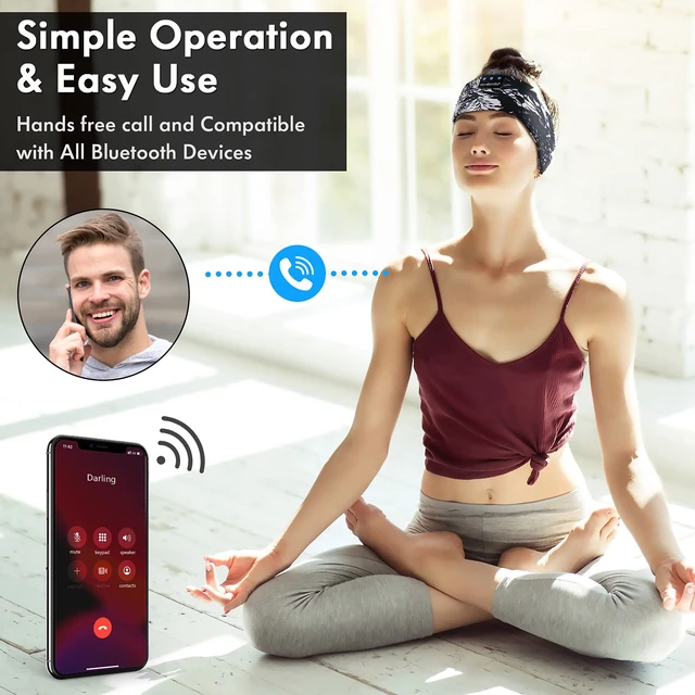 Alt view image 6 of 6 - Sleep Headphones Bluetooth 5.4, Headband Earphones Wireless, Sleep Mask for Sleeping, Sports, Gifts, Workout, Jogging, Yoga,Insomnia, Air Travel, Meditation