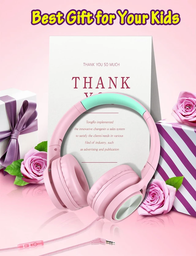 Alt view image 7 of 7 - Kids Headphones with Microphone, Wired Over Ear Headsets with Limited Volume 85dB/ 94dB for Boys Girls Teens Children Online School/Travel/iPad/Tablet/Cellphone Pink