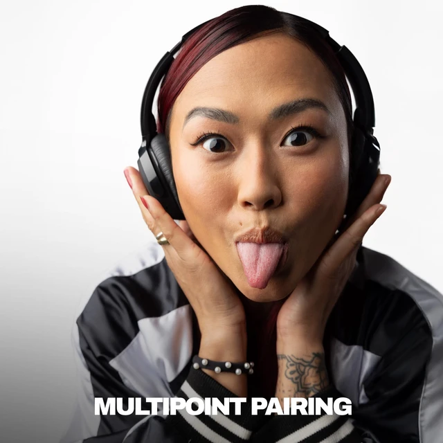 Alt view image 3 of 7 - Riff Wireless 2 On-Ear Bluetooth Headphones - True Black 34 Hours Battery, Foldable Lightweight Design, Convenient for Travel with Included 3.5mm AUX Cable, Microphone, Comfortable