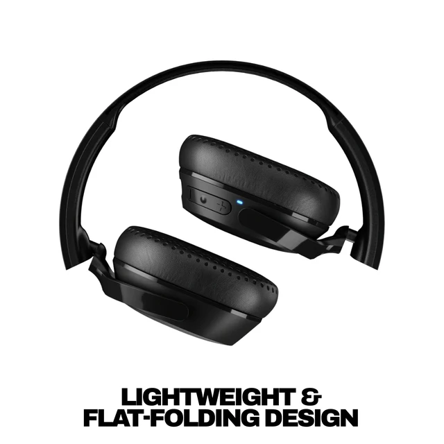 Alt view image 4 of 7 - Riff Wireless 2 On-Ear Bluetooth Headphones - True Black 34 Hours Battery, Foldable Lightweight Design, Convenient for Travel with Included 3.5mm AUX Cable, Microphone, Comfortable