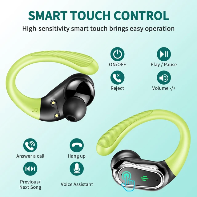 Alt view image 5 of 7 - Wireless Earbuds, 2026 Bluetooth 5.4 Headphones Sport, Bluetooth Earbuds with ENC Noise Canceling Mic, 60H Stereo Wireless Headphones IP7 Waterproof with Earhooks, Dual LED Display for Workout/Running