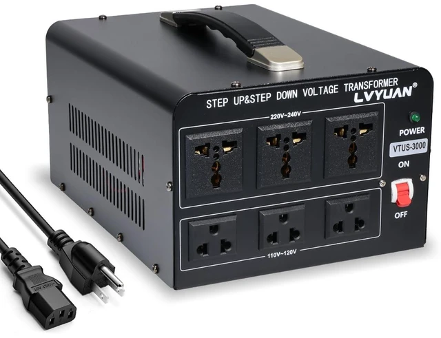 Main image of 3000 Watt Voltage Converter Transformer Heavy Duty Step Up/Down AC 110V/120V/220V/240V Power Converter with 3 US Outlets, 3 Universal Outlets, Resettable Circuit Breaker Protection