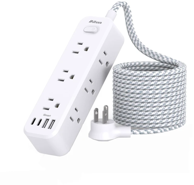 Main image of Extension Cord, Surge Protector Power Strip, Long Power Strip with 9 Outlets 4 USB Ports, Extension Cord with Multiple Outlets, USB Power Strip for Dorm Room Essentials, College(5FT, White)
