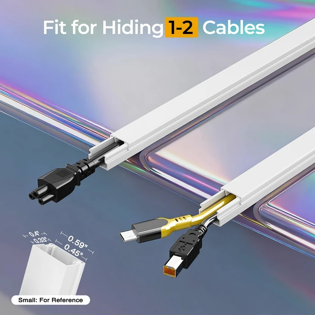 Alt view image 2 of 7 - 212.6in Cord Hider Kit, Cord Covers for 1 Wire on Wall, Self-Adhesive Cable Hider Wire Covers for Cords on Wall, Paintable Cord Hider for Walls Mount Tv, Cable Cover Raceway, W0.59 H0.4in, White