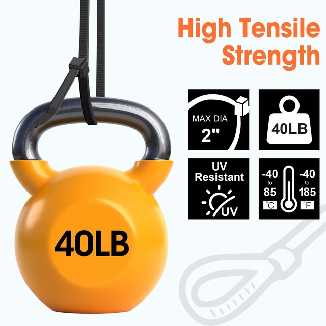 Alt view image 3 of 7 - 2000 PCS Zip Ties 8 Inch, Cable Ties 40lbs Tensile Strength, Black Zip Ties for Indoor and Outdoor Use, UV Resistant Wire Ties