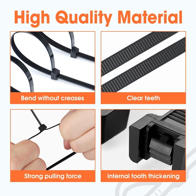 Alt view image 6 of 7 - 2000 PCS Zip Ties 8 Inch, Cable Ties 40lbs Tensile Strength, Black Zip Ties for Indoor and Outdoor Use, UV Resistant Wire Ties