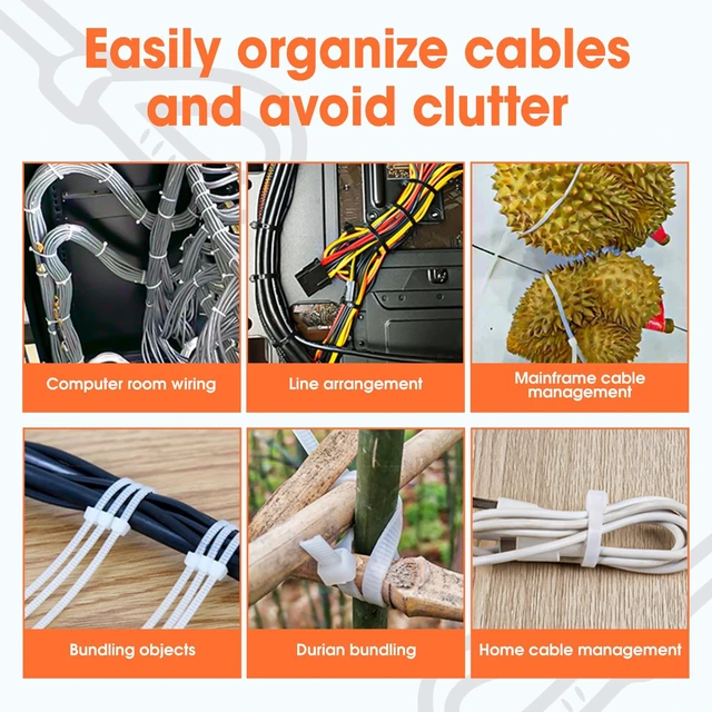 Alt view image 7 of 7 - 2000 PCS Zip Ties 8 Inch, Cable Ties 40lbs Tensile Strength, Black Zip Ties for Indoor and Outdoor Use, UV Resistant Wire Ties