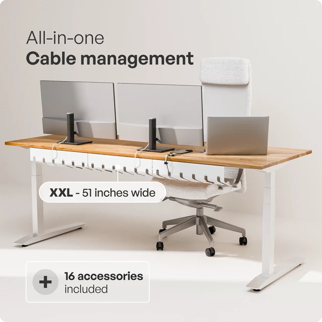 Alt view image 2 of 7 - Cable Management Under Desk, Set of 3 - White Easy under-table mounting keeps cables organized, includes 10 cable ties for a clean and tidy office or home workspace