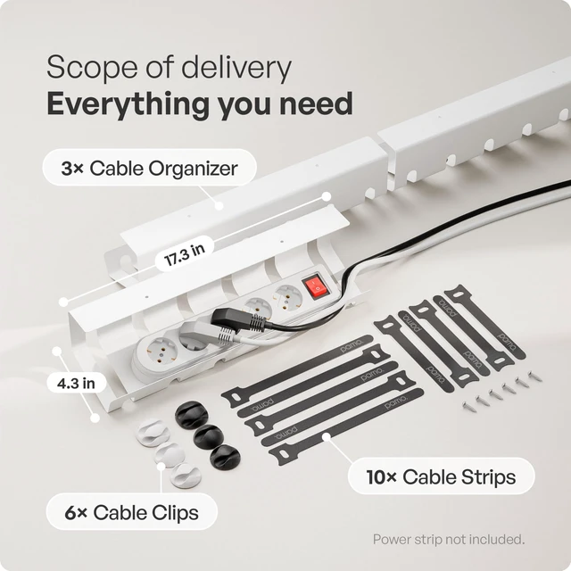 Alt view image 3 of 7 - Cable Management Under Desk, Set of 3 - White Easy under-table mounting keeps cables organized, includes 10 cable ties for a clean and tidy office or home workspace