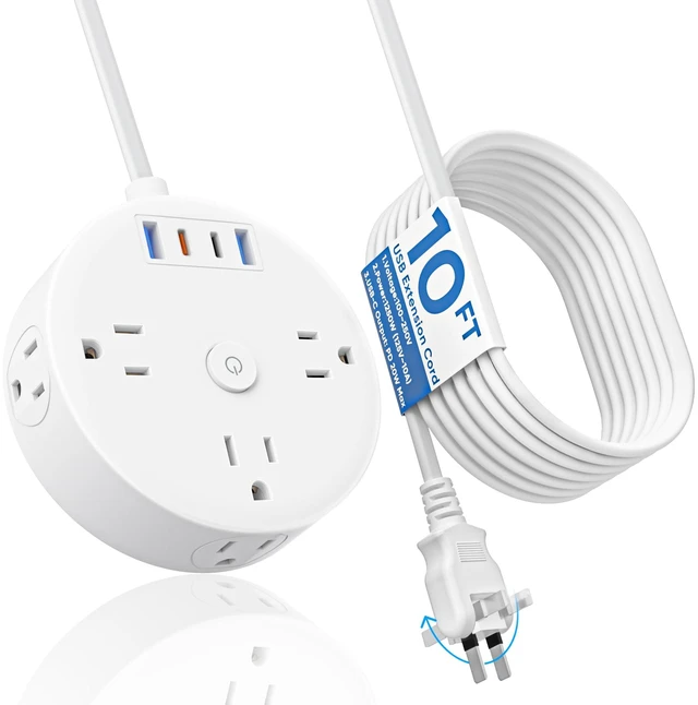 Main image of PD20W 2 Prong Power Strip, 2 Prong to 3 Prong Outlet Adapter 180° Rotating Plug, 10FT, 6 Outlets 4 USB (2 USB-C), Ideal for Older House