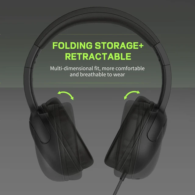 Alt view image 3 of 6 - E5 Wired Headphones for Kids Foldable & 3.5mm Jack Tangle Free Nylon Wire Stereo On Ear Headsets for Kids/Children/School/Tablet/Ipad/Kiddle/Plane (Space Black)