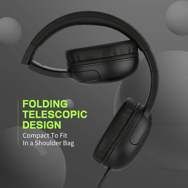 Alt view image 5 of 6 - E5 Wired Headphones for Kids Foldable & 3.5mm Jack Tangle Free Nylon Wire Stereo On Ear Headsets for Kids/Children/School/Tablet/Ipad/Kiddle/Plane (Space Black)