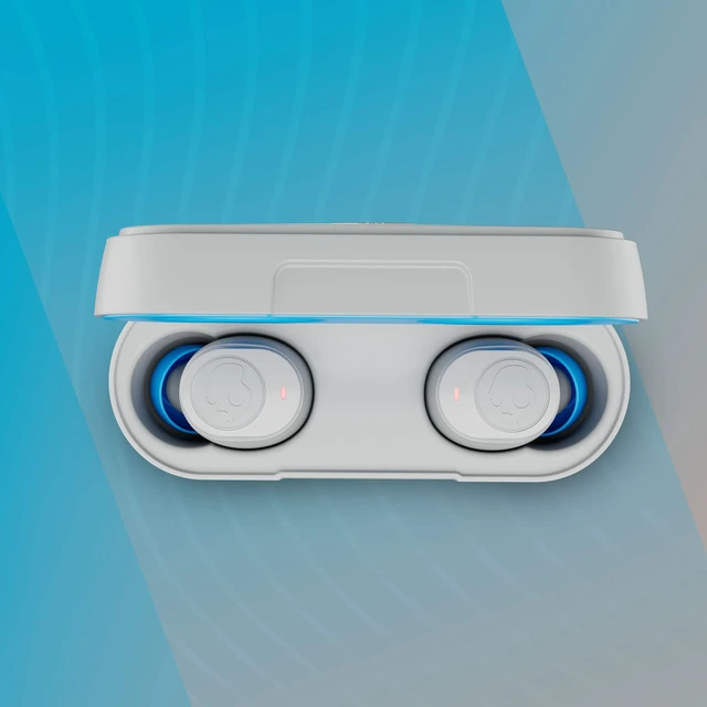 Alt view image 2 of 7 - Jib True 2 Wireless In-Ear Bluetooth Earbuds - Light Grey/Blue Bluetooth Headphones, 33 Hours Battery with Charging Case, Noise Isolating Fit, Sweat and Water Resistant, Microphone