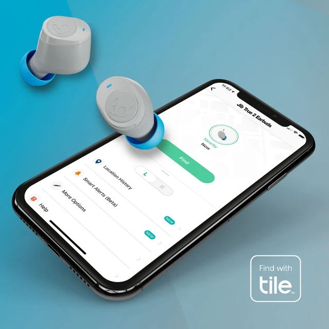 Alt view image 3 of 7 - Jib True 2 Wireless In-Ear Bluetooth Earbuds - Light Grey/Blue Bluetooth Headphones, 33 Hours Battery with Charging Case, Noise Isolating Fit, Sweat and Water Resistant, Microphone