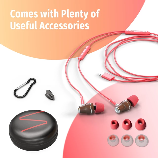 Alt view image 6 of 6 - Premium Wooden Wired Earbuds with Microphone (USB C/Type C) Compatible with iPhone 17, 16, 15, Air / iPad Pro, Air, Mini, 10+ / MacBook / Galaxy S26 - S8, Pixel, and other USB-C devices