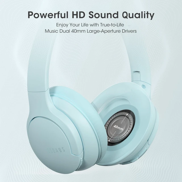 Alt view image 4 of 7 - Bluetooth Headphones Over Ear, Headphones Wireless with 90H Playtime 3 EQ Modes, Bluetooth 5.3 Wireless Headphones with Hifi Stereo Sound, ENC Mic, Foldable for Travel Work Study Phone PC, Blue
