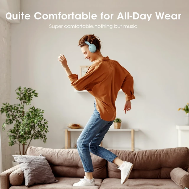 Alt view image 7 of 7 - Bluetooth Headphones Over Ear, Headphones Wireless with 90H Playtime 3 EQ Modes, Bluetooth 5.3 Wireless Headphones with Hifi Stereo Sound, ENC Mic, Foldable for Travel Work Study Phone PC, Blue
