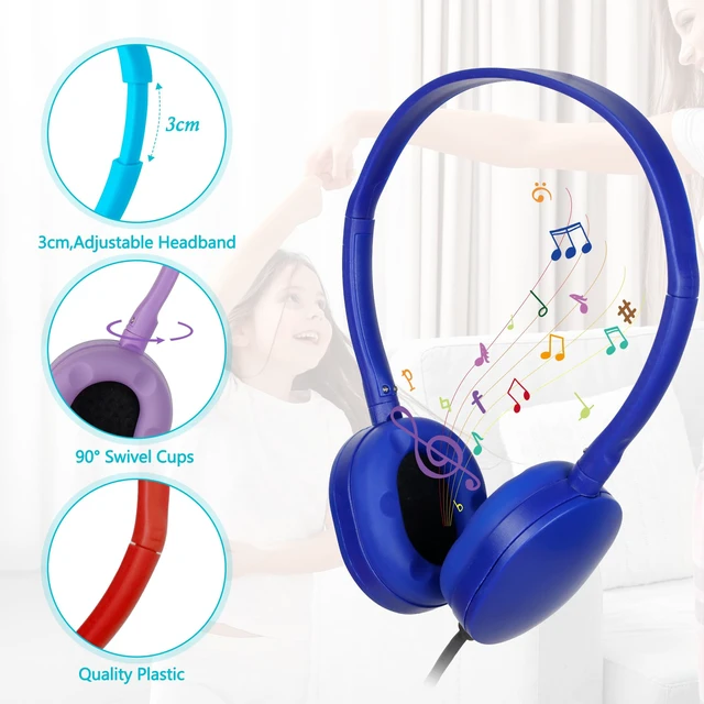 Alt view image 2 of 7 - 100 Pack Bulk Headphones for Classroom School,Wholesale Earphones Class Set for Students Kids Teens and Adult 3.5mm Jack (Mixed Colors)