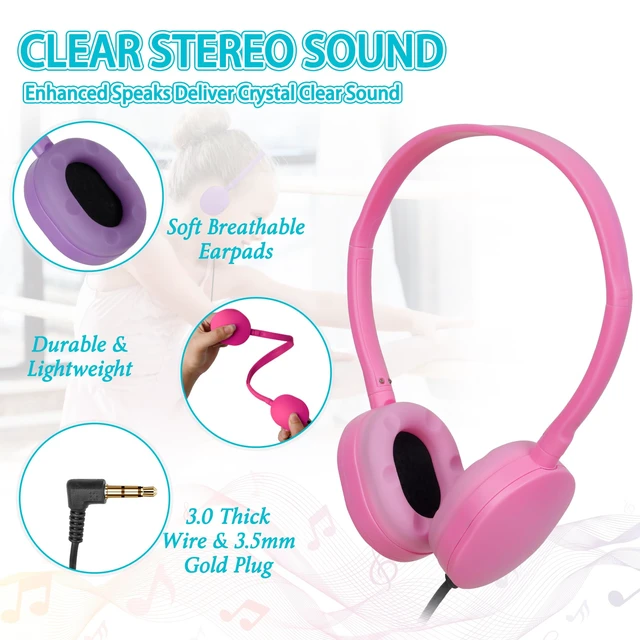 Alt view image 3 of 7 - 100 Pack Bulk Headphones for Classroom School,Wholesale Earphones Class Set for Students Kids Teens and Adult 3.5mm Jack (Mixed Colors)