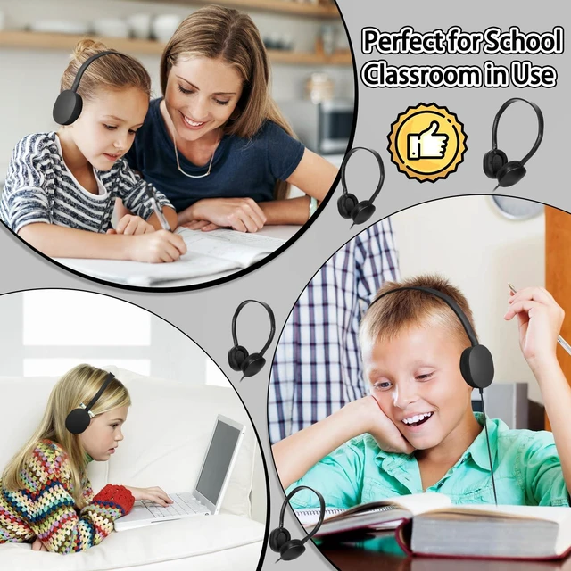 Alt view image 7 of 7 - Headphones Bulk 24 Pack for Classroom School,Wholesale Earphones Class Set for Students Teens, Adult Group Learning, Computer Lab, Library, Online Lesson and Testing 3.5mm Jack (Black)