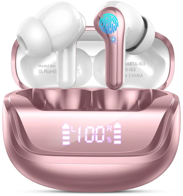 Main image of Wireless Earbuds, Bluetooth 5.4 Headphones, 50H Playtime in Ear Earphones with 4 ENC Noise Cancelling Mics, IP7 Waterproof in Ear Earphones, LED Display Fast Charging Case, HiFi Stereo Deep Bass